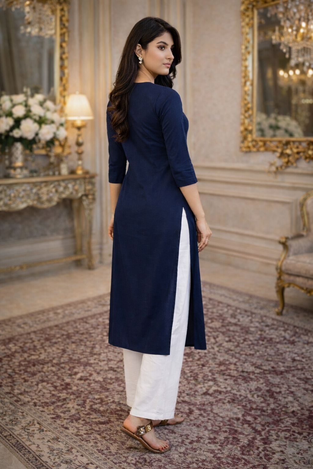 Cairo Navy Blue Kurta