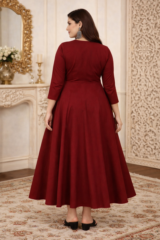 Naira Mehroon Cotton Kurta