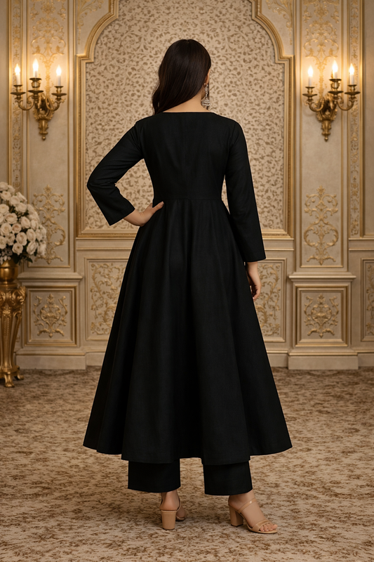 Nancy Black Cotton Kurta Set