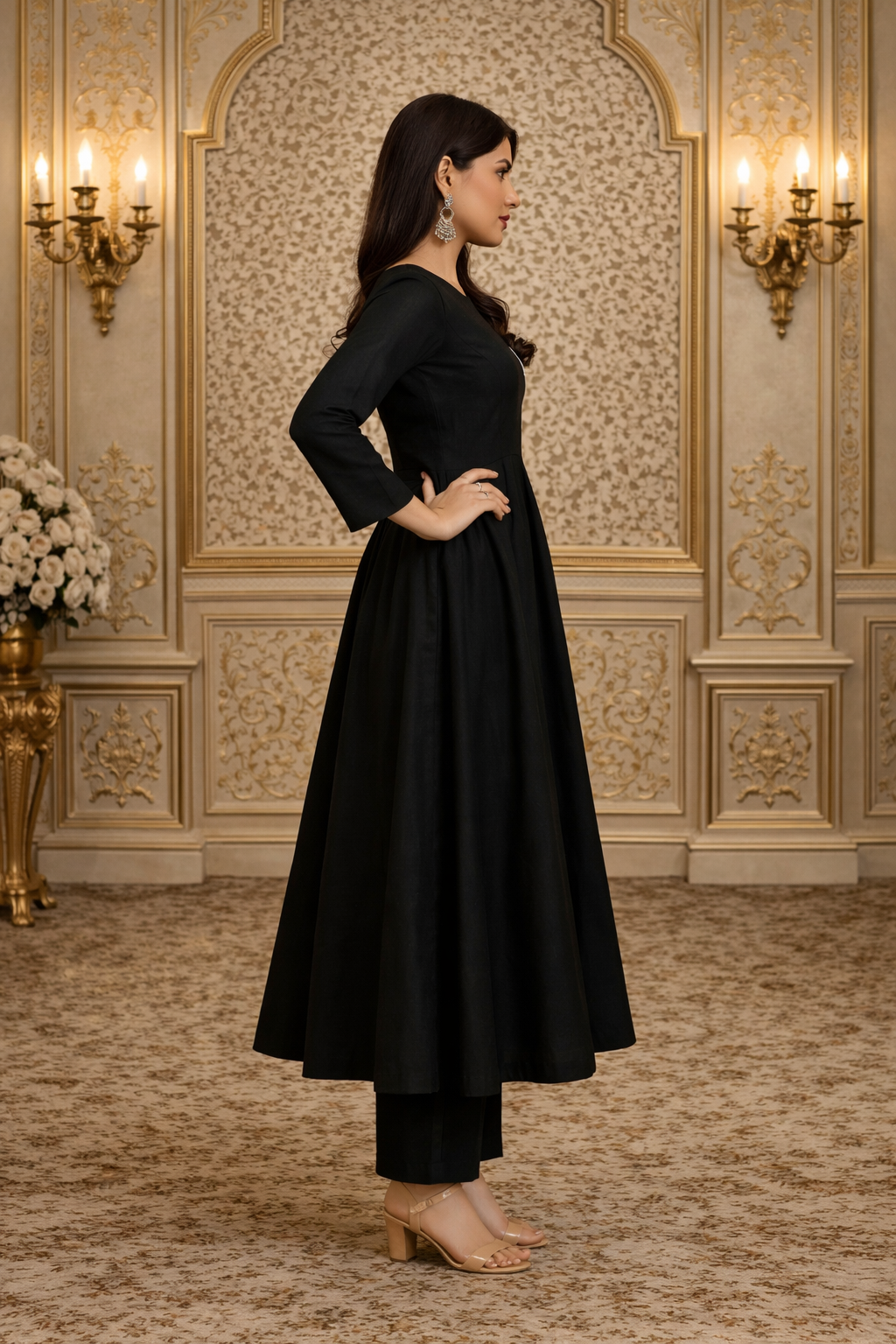 Nancy Black Cotton Kurta Set