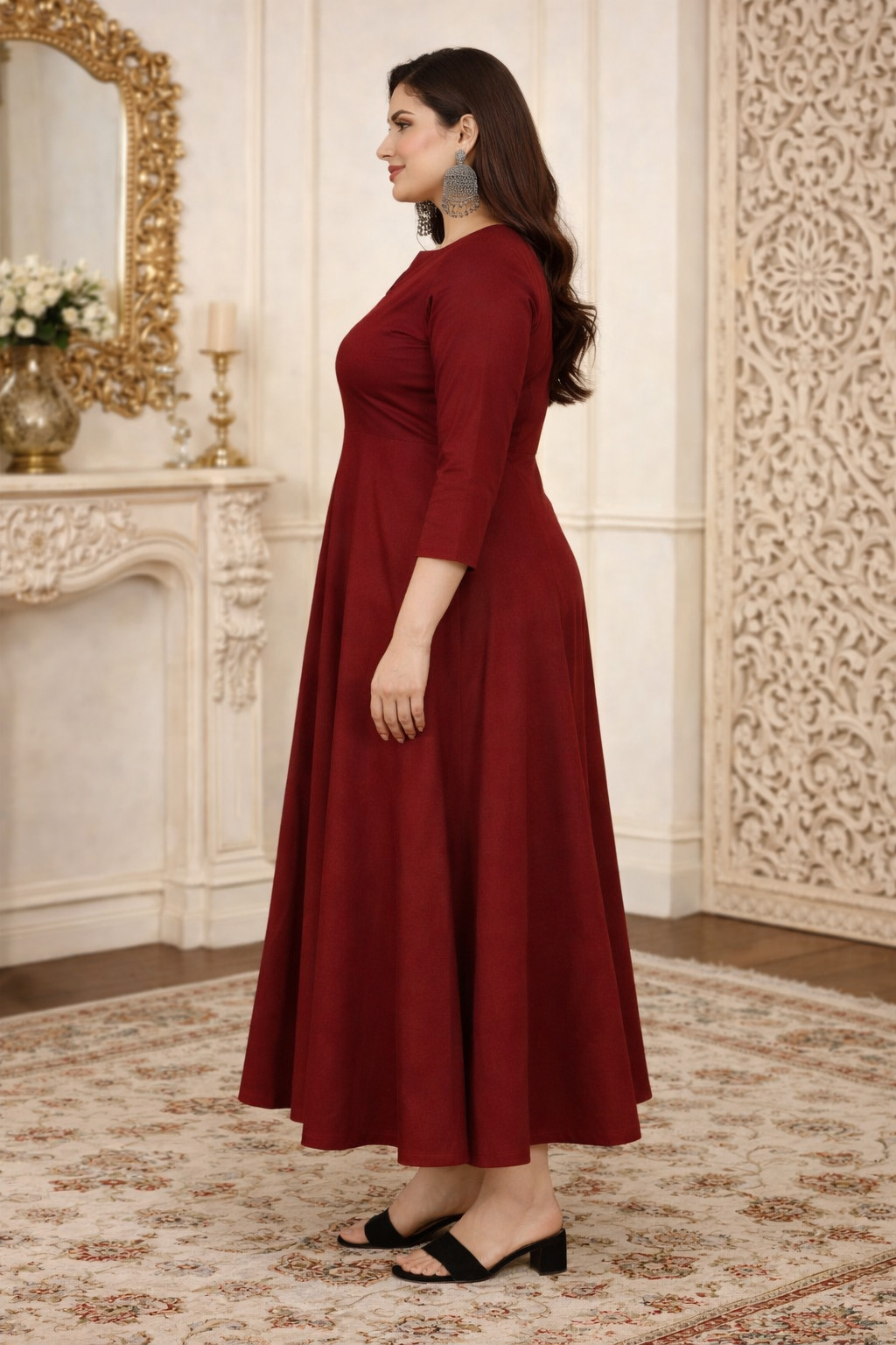 Naira Mehroon Cotton Kurta