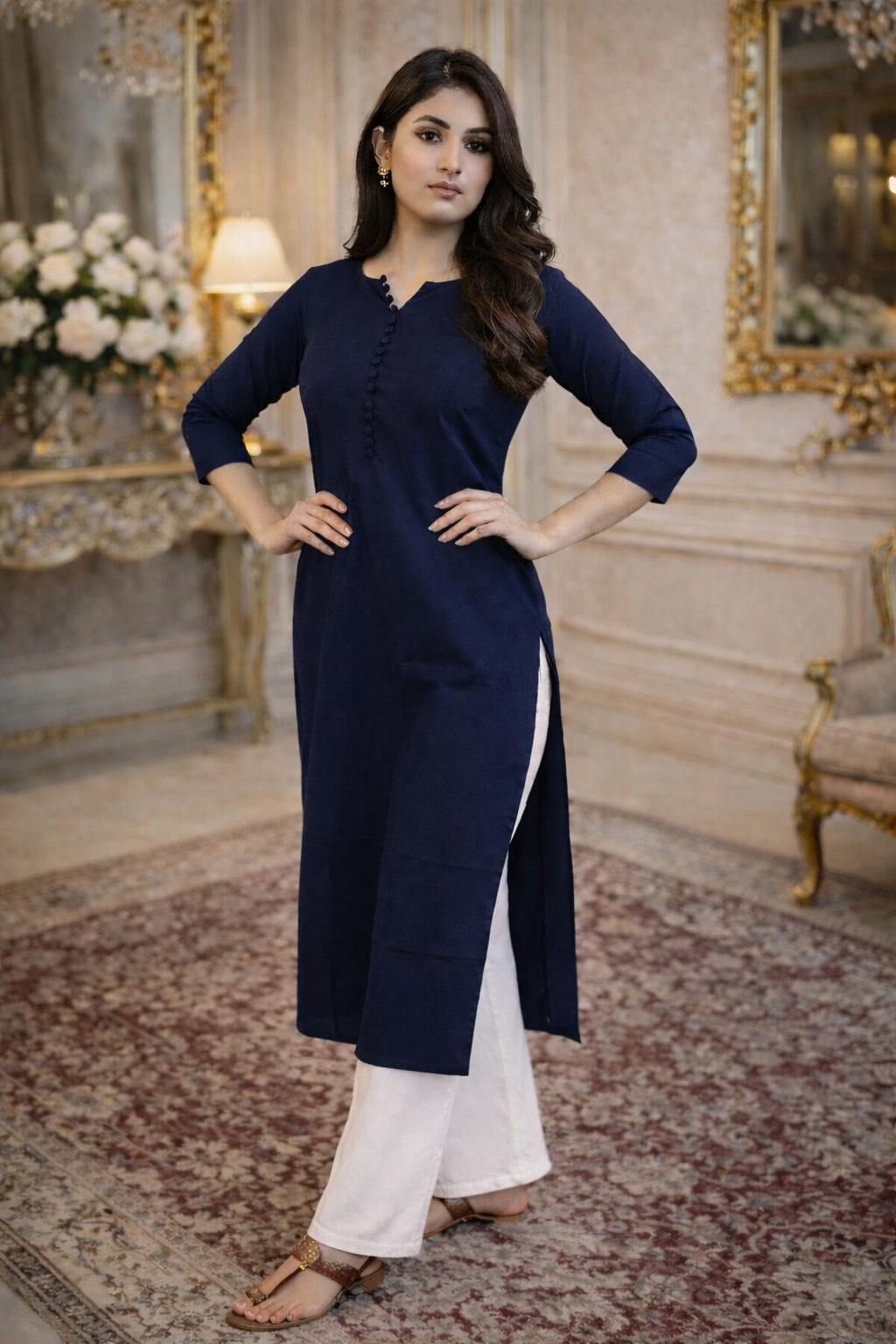 Cairo Navy Blue Kurta