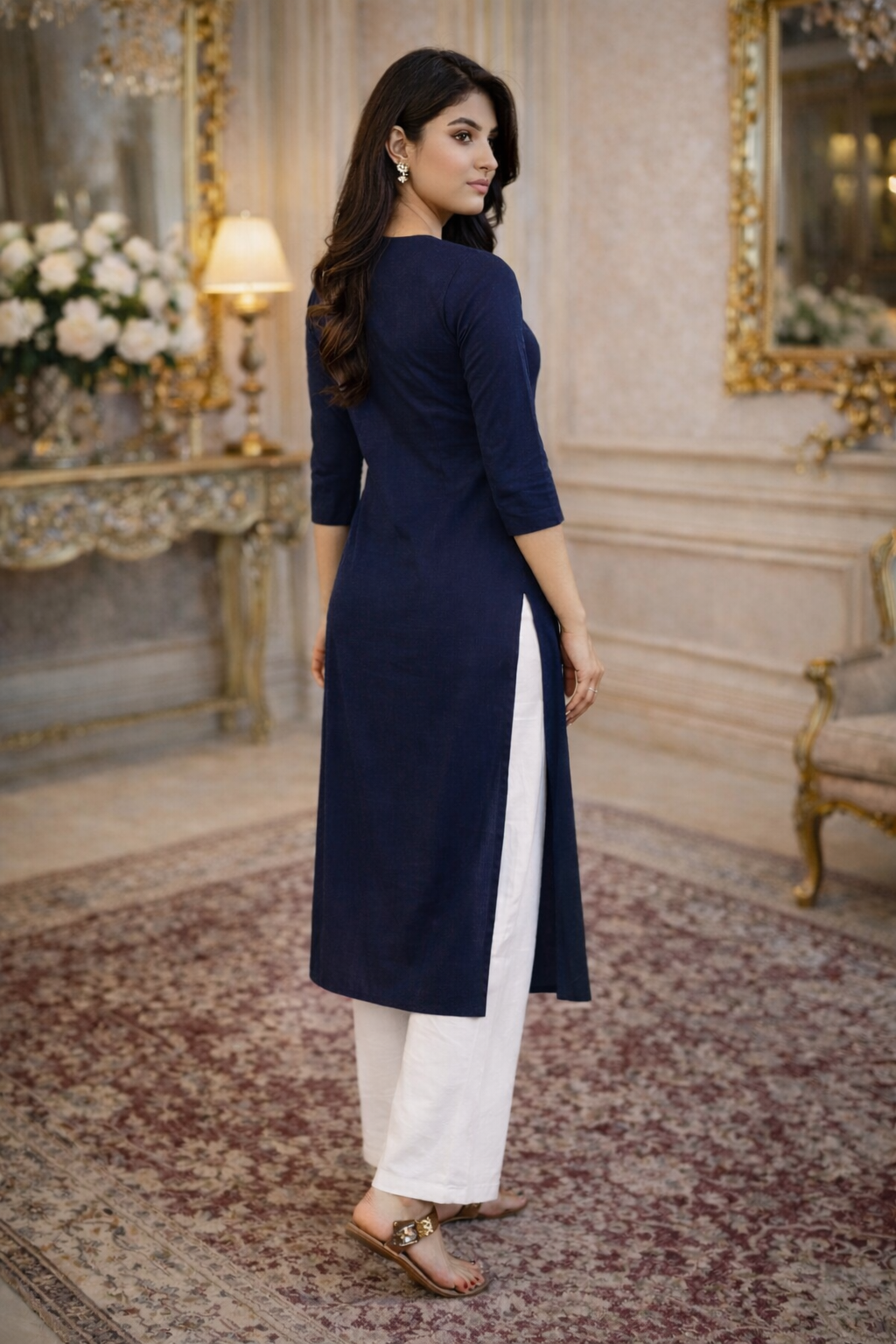 Cairo Navy Blue Kurta
