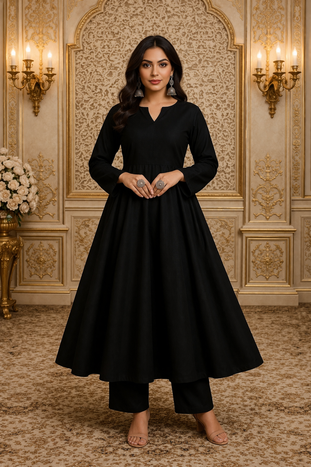 Nancy Black Cotton Kurta Set